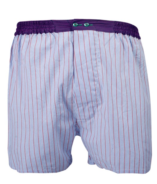 Blue boxer short with red stripes