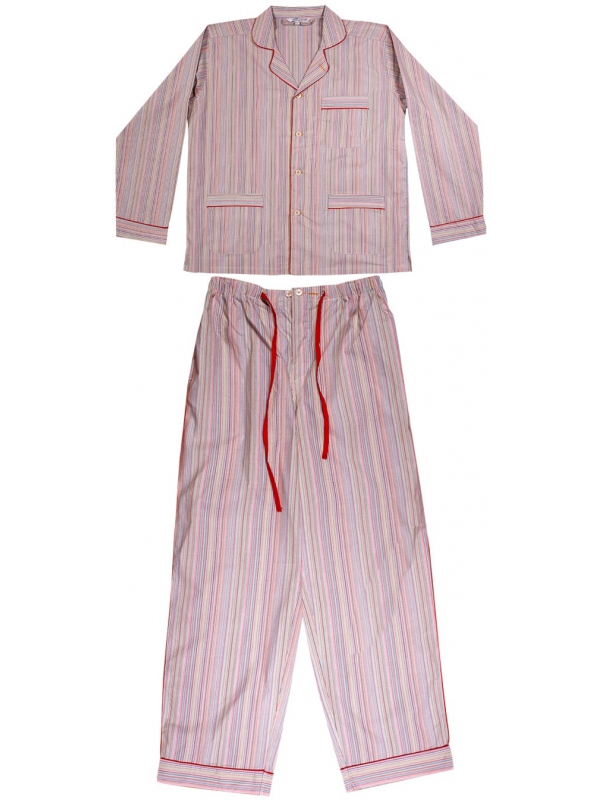 Multicolor striped pure cotton long-sleeved pyjama