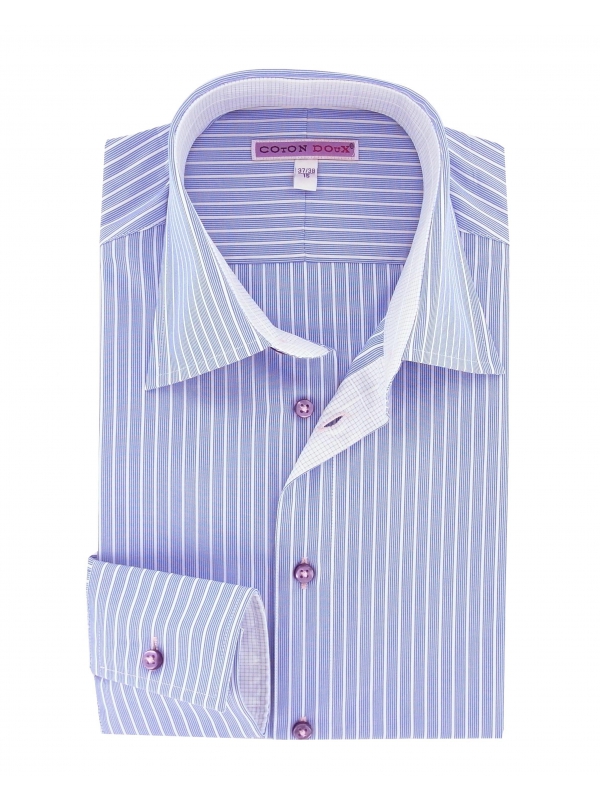 Chemise Homme à Rayures Fines - Coupe Ajustée, Tissu Extensible, Pour Bureau Ou Soirée