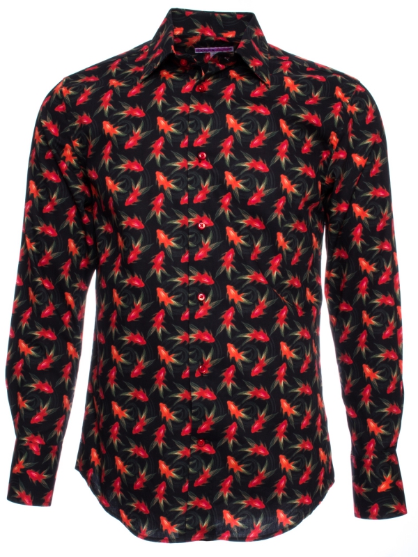 Men's fish patterned regular cut shirt