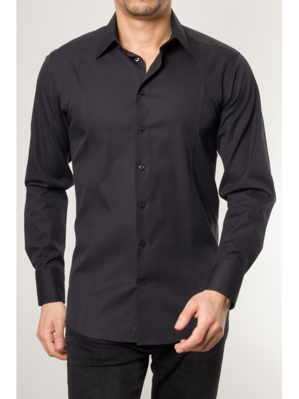 Chemise homme gorge cachée coupe cintrée unie NUNZIO Emporio Balzani