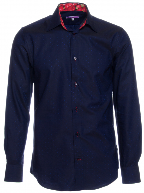 Men's plain navy blue regular shirt 