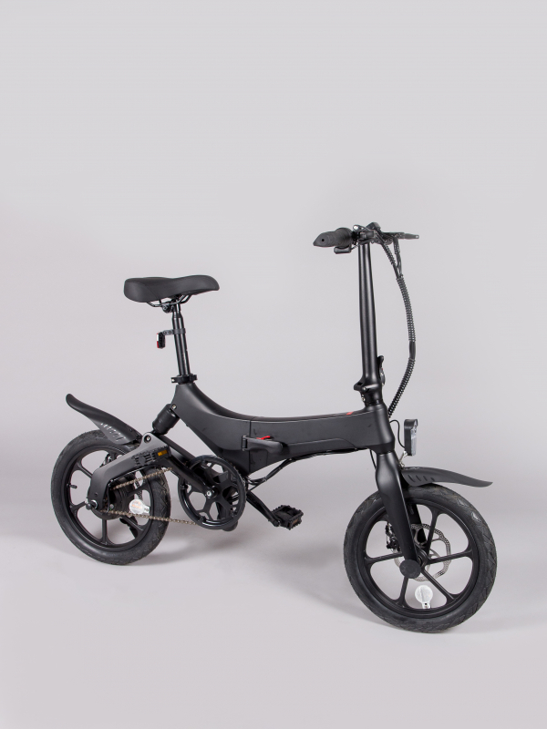 Black folding electric bicycle