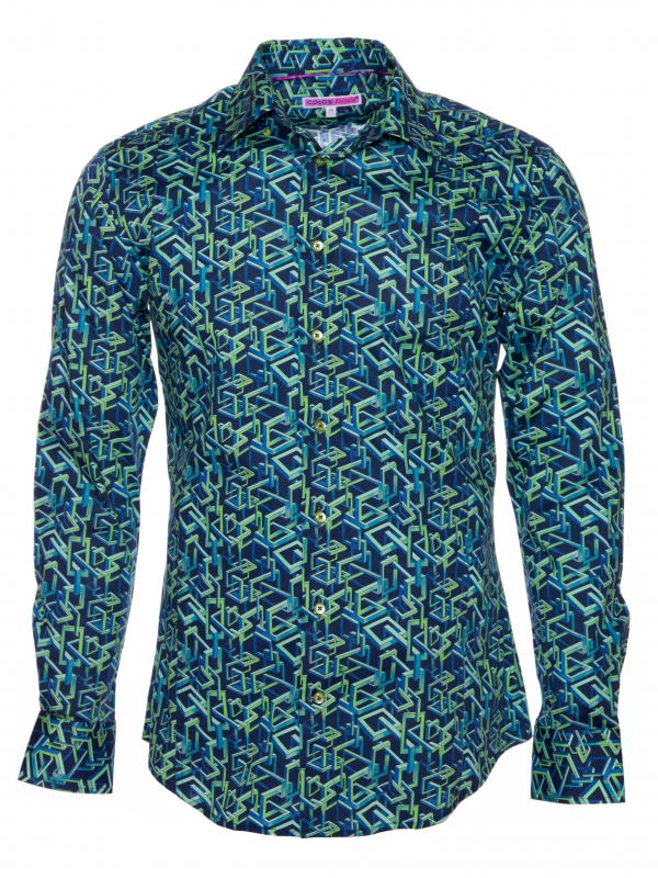 Men's slim fit shirt with 3D chain print